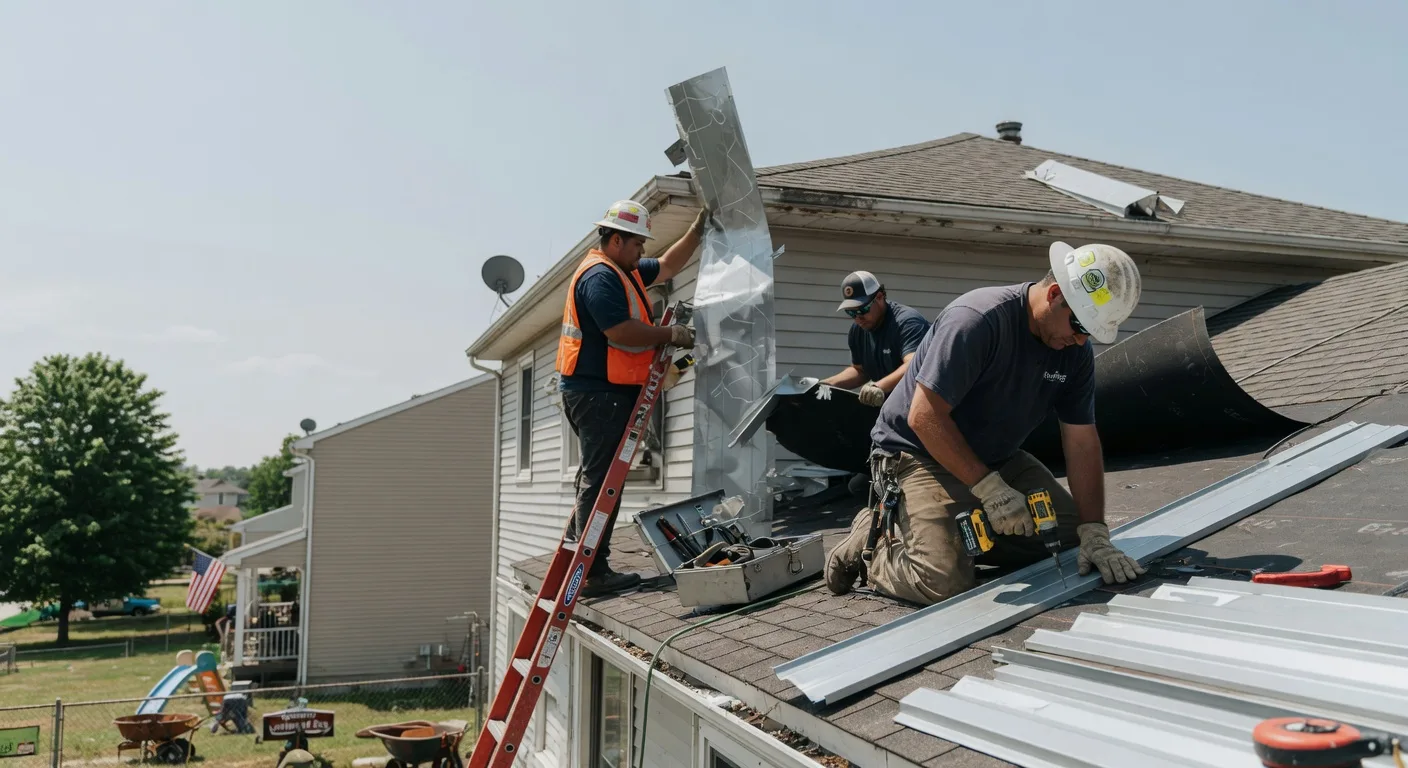 Storm Damage Metal Roof Repair in East Fultonham, OH